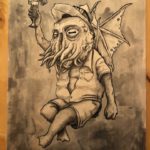 Charcoal on wood by Andy Hunt